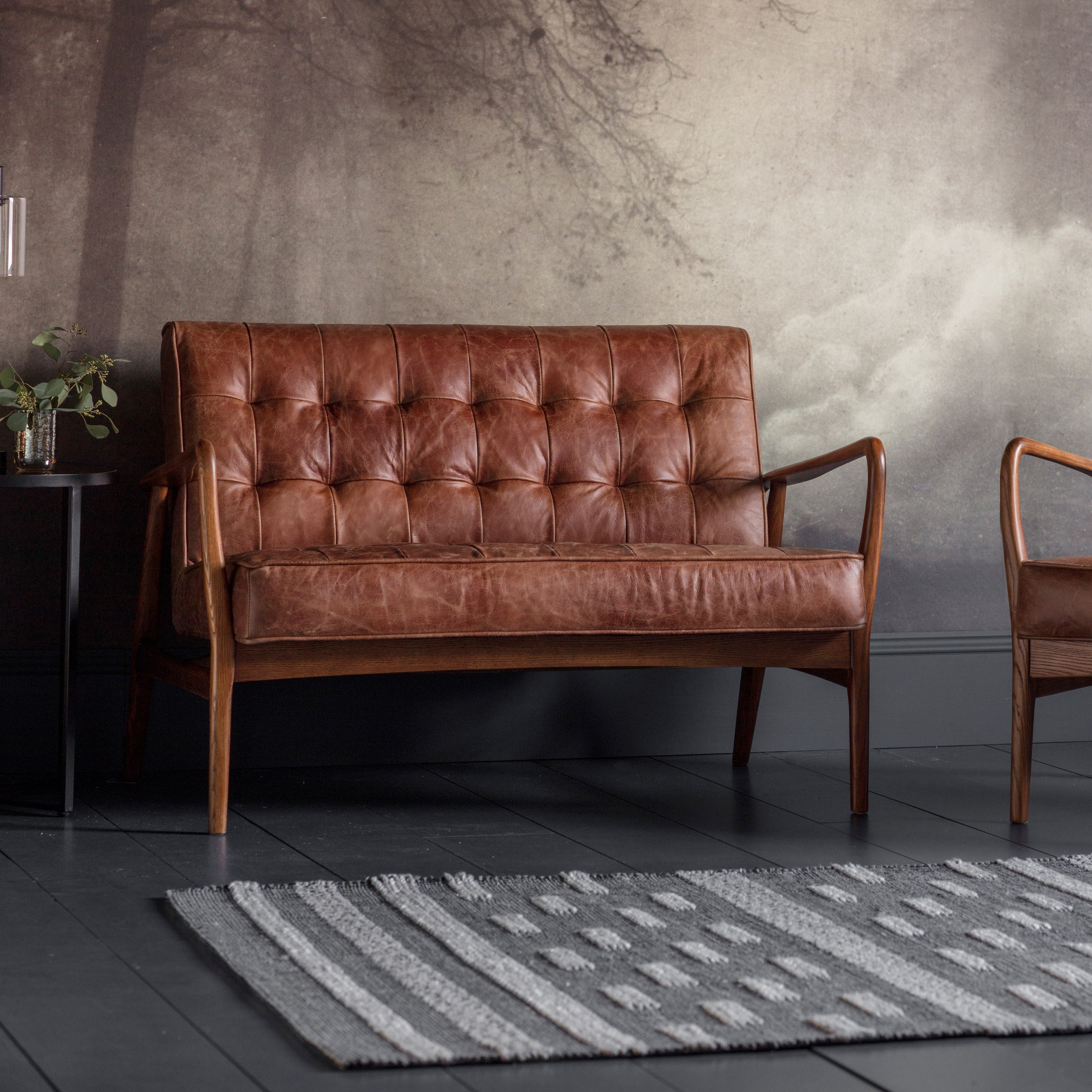 Riviera vintage brunt læder 2 sæder sofa - Image 2