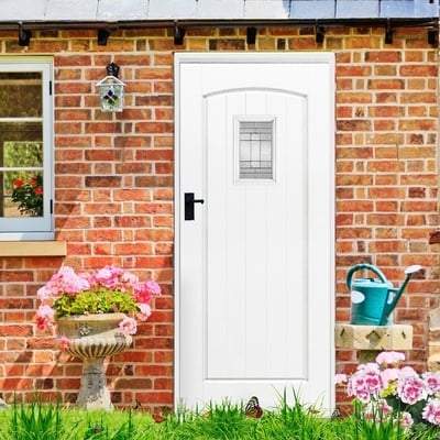 Cottage White GRP Forbehandlet 1 dobbeltglaseret leadlyspanel Ekstern dør - 2032mm x 813mm - Image 2