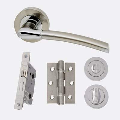 Kviksølv krom/satin nikkel håndtag hardwarepakke privatliv - Image 2